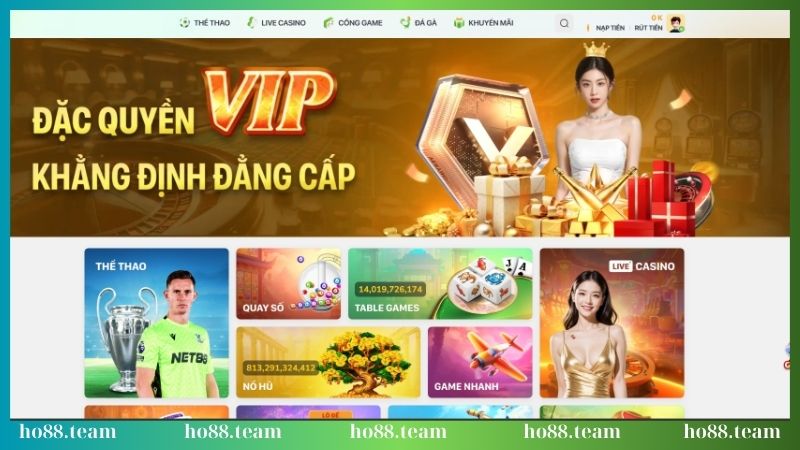 Giao diện trang chủ HO88