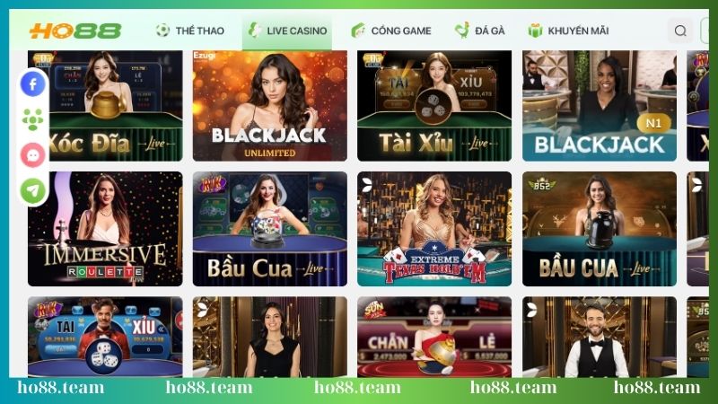 Sự hấp dẫn khó cưỡng trong live casino HO88